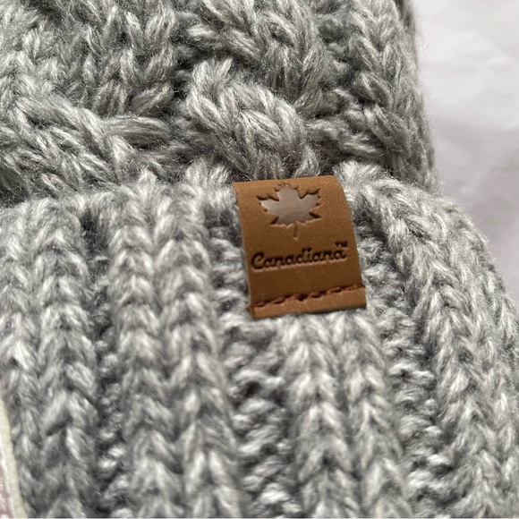 Canadiana Pompom Beanie Hat Sherpa Lined Thick Snow Knit Cap ONE Size, New - Picture 4 of 8